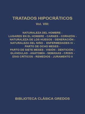 cover image of Tratados hipocráticos VIII